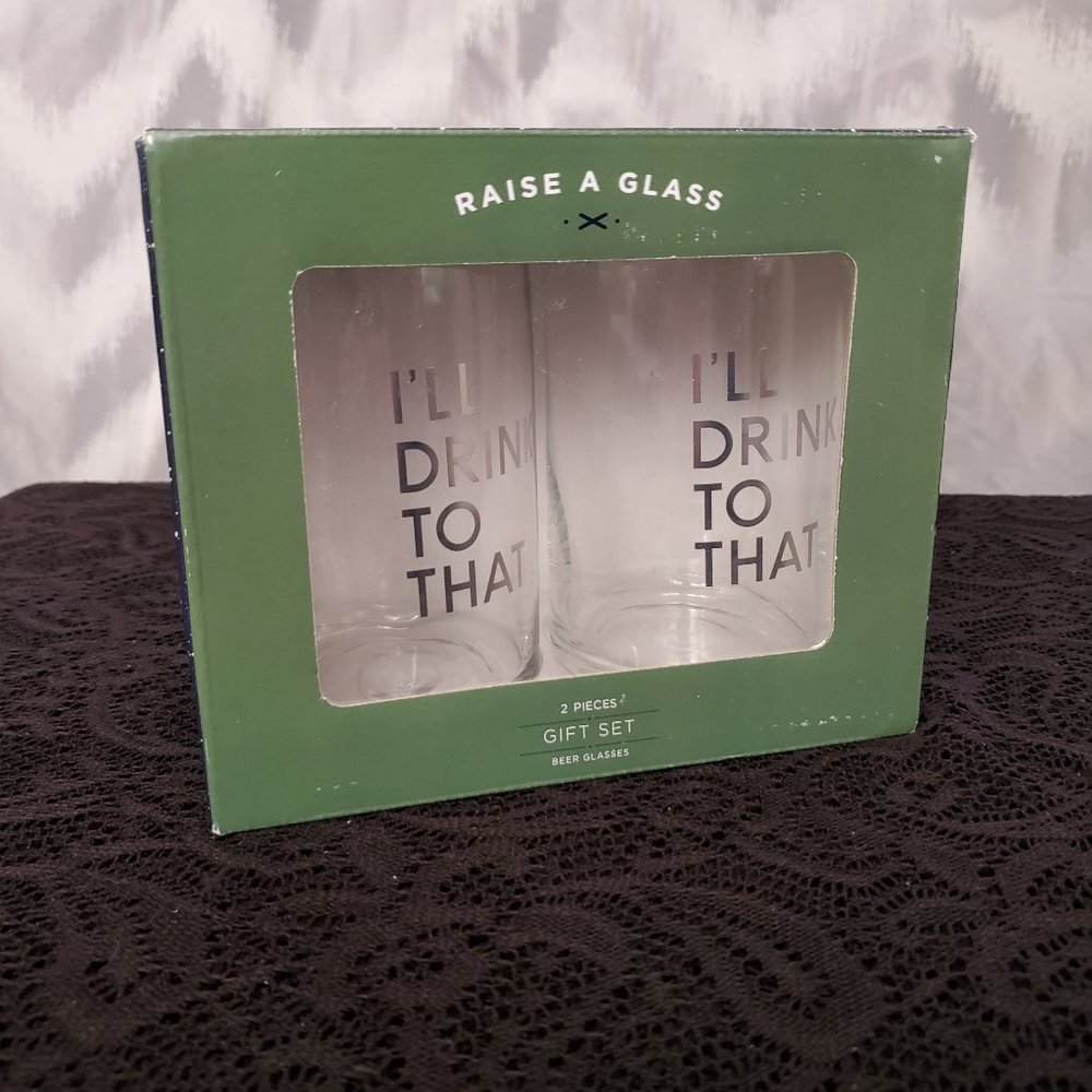 🤩3/$15 NIB 2 piece beer glass gift set